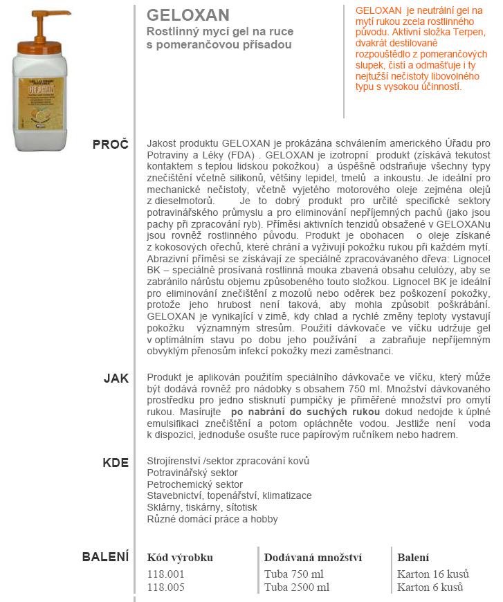 Geloxan je šetrný mycí gel s obsahem pomerančové kůry.
